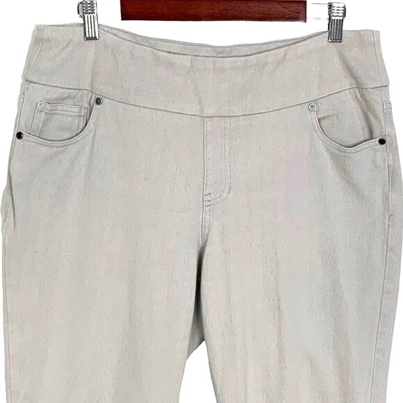 Coldwater Creek Pull On Ankle Pant Stretch Flat Front Stone Size 12 Pockets - Picture 2 of 8